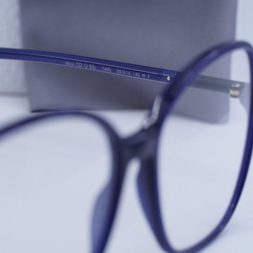 Final Price! Dior MINI CD O B2I 7400 Shiny Blue Eyeglasses 55mm - Picture 6 of 10